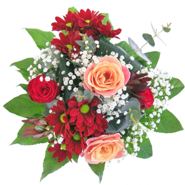The artistry of this bouquet lies in its striking contrast and graceful nuance-a floral symphony inspired by New Barnet's colourful streets and leafy parks. At its heart, rich burgundy-red chrysanthemums and silken rosebuds create a dramatic core, their intensity balanced by the subtle softness of peach and apricot roses. Each creamy pastel bloom offers a soothing warmth, reminiscent of sunrise light filtering through the windows of The Spires on a calm weekend morning. Delicate sprigs of white gypsophila dart between petals like scattered pearls, lending a gentle shimmer and a sense of movement, as if echoing laughter from community gatherings in local gardens. The arrangement stands tall in a sparkling clear vase, elevating the display with modern elegance. Running your fingers over the bouquet, you'd sense the contrast of cool, sturdy stems and feather-light gypsophila-textures reflecting the balance of urban energy and green retreats New Barnet is known for. Designed for expressing heartfelt sentiment, honouring milestones, or simply brightening your living space, this arrangement is a celebration of both expert craftsmanship and sincere intent, ensuring memories linger long after the flowers find their place.
