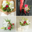 On a wedding table set somewhere between the leafy calm of Monken Hadley and the bustle of New Barnet High Street, a refined centerpiece brings the whole setting to life. At its core, white lilies stretch their trumpet-shaped blooms outward, each petal edged in the softest cream, as if brushed by morning light. Tucked carefully among them, a single red rose stands like a quiet declaration of love, its velvety petals spiralling to a deep crimson centre that contrasts beautifully with the cool whiteness around it. The flowers rise from a woven white vase whose textured sides resemble a finely crafted basket, giving the piece a tactile warmth that suits both rustic barn venues and sleek urban reception rooms. Curly, looping greenery arcs around the bouquet, tracing playful lines through the air and adding a sense of movement, like ribbons swirling in a gentle dance. Between the lilies and rose, clusters of berries and misty baby's breath appear in small flashes of detail, offering delicate pops of red and soft clouds of white that catch the eye without overwhelming the design. The overall mood is clean, modern, and joyfully festive, yet anchored in timeless bridal tradition. Subtle fragrances of lily and fresh foliage seem to mingle with the clink of glasses and low murmur of guests enjoying the celebration. Designed as a table arrangement that could grace a sweetheart table or a family gathering in New Barnet, it radiates the feeling that great care has been taken-not only with each stem and curve, but with the atmosphere the couple wants to share on their most meaningful day.