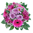 As if capturing the early spring vibrancy of New Barnet, this radiant bouquet weaves together soft lavender roses, striking fuchsia gerberas, and clusters of magenta chrysanthemums against a neutral backdrop. The roses, with their tightly layered petals, impart a feeling of quiet romance, while the vivid gerberas become the centrepiece with their dazzling fuchsia rays and deep, textured hearts. Daisy-like pink and purple blooms bring an air of playful charm, their yellow-tipped centres offering hints of sunlight. Gentle clouds of baby's breath drift between the bolder flowers, their bright white a softening accent that provides a sense of lightness to the arrangement. Deep green foliage frames each bloom, its glossy texture an anchor that enhances freshness. This bouquet, available for same-day delivery across New Barnet, is expertly arranged to evoke joy, convey affection, and remind loved ones of bright days spent in Hadley Green or along bustling local markets-a perfect gift to transform an ordinary moment into something unforgettable.