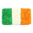 An exquisite floral interpretation of the Irish national flag, An Bhratach Náisiúnta, rendered entirely from tiny fresh petals against a pristine white background. The design preserves the flag's three equal vertical bands, yet the surface is richly textured and three-dimensional, as if each petal were a brush stroke on fabric. The left stripe glows in deep emerald green, a plush carpet of tiny green blossoms whose clusters catch the light and create a gently uneven, organic surface. In the center, the white band appears as a soft, cloudlike field of tightly packed white petals, crisp and luminous as snowfall held in place by careful hands. On the right, a vivid orange stripe radiates warmth, formed from dozens of small orange blooms whose density mirrors the green stripe and gives the panel a lively, tactile depth. The entire arrangement forms a precise rectangle, mirroring the flag's proportions while letting the petals' natural textures glow with life and handmade charm. The colour balance, soft sheen on petal edges, and careful alignment all speak to skilled craft and quiet celebration. This living banner evokes heritage and unity, suitable for features on Irish identity, St Patrick's Day celebrations, or national holidays, especially when captured in gentle morning light that enhances texture and colour. In a New Barnet setting, such a handcrafted display would brighten a shop window or event space near the High Street, a respectful tribute created by a local florist who understands community memory and festive tradition.