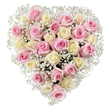 Graceful and striking, this heart-shaped bouquet of roses, as seen in New Barnet's premier floral shops, exudes a distinct sense of tenderness, devotion, and timeless elegance. Expertly composed, it features approximately two dozen roses in a blend of gentle pink and creamy ivory tones, their plush, velvety petals forming a tightly packed heart at the centre. Wisps of airy white baby's breath are woven throughout and frame the arrangement, adding luminous highlights and a dreamy, cloud-soft fullness that amplifies the feeling of gentle affection. Illuminated by soft, balanced light, the hues glow against an immaculate white background, further emphasizing the purity of its design. Perfect for expressing sympathy, celebrating anniversaries, or honouring special memories in New Barnet, this arrangement speaks to the thoughtful artistry local florists bring to each tribute. Its fresh, comforting aura offers peace and solace, making it a fitting symbol of love and remembrance for families and occasions across New Barnet's close-knit community.