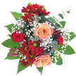 Cradled in your arms, this opulent bouquet from New Barnet feels like holding a living piece of the local landscape at its most radiant. Velvety roses in soft peach, edged with a delicate blush, nestle at the heart, their petals unfolding in graceful spirals. Encircling them are rich crimson and burgundy chrysanthemums, their layered petals and chartreuse-green centers bringing an exuberant, festive energy. Between these lush blooms, tight red rosebuds and gossamer clouds of baby's breath weave airy softness, lightening the arrangement as if touched by early morning mist rising over Oak Hill Park. Fresh evergreen leaves, broad and lustrous, intermingle with slender eucalyptus branches, lending a gentle, modern fragrance and a subtle silvery sheen. A striking, exotic burgundy bloom-possibly a protea-adds architectural interest, anchoring the arrangement with its unique silhouette. The overall design is circular, abundant, and filled with thoughtful detail, embodying the artistry and devotion of New Barnet's local florists. Each layer of colour and texture tells a story: passionate reds for romance, gentle peaches for hope, lacy whites for celebration, and deep greens for renewal. The scent-a delicate blend of rose sweetness and foliage freshness-evokes the promise of new beginnings and cherished connections in the heart of Barnet. This bouquet is a joyful tribute, perfect for special celebrations or uplifting comfort, and always prepared with heartfelt intention for same-day delivery throughout New Barnet.
